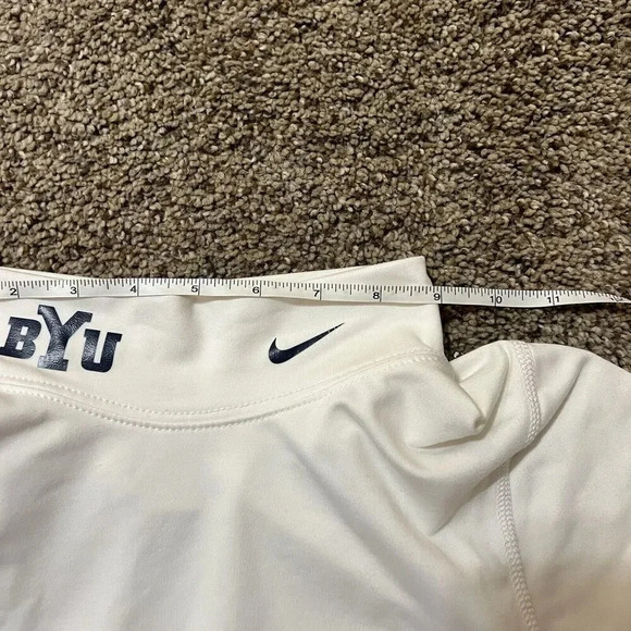 Nike Dri-Fit Long Sleeve Shirt Womens White BYU Mock Neck Thermal Run Panthers M - Picture 5 of 15
